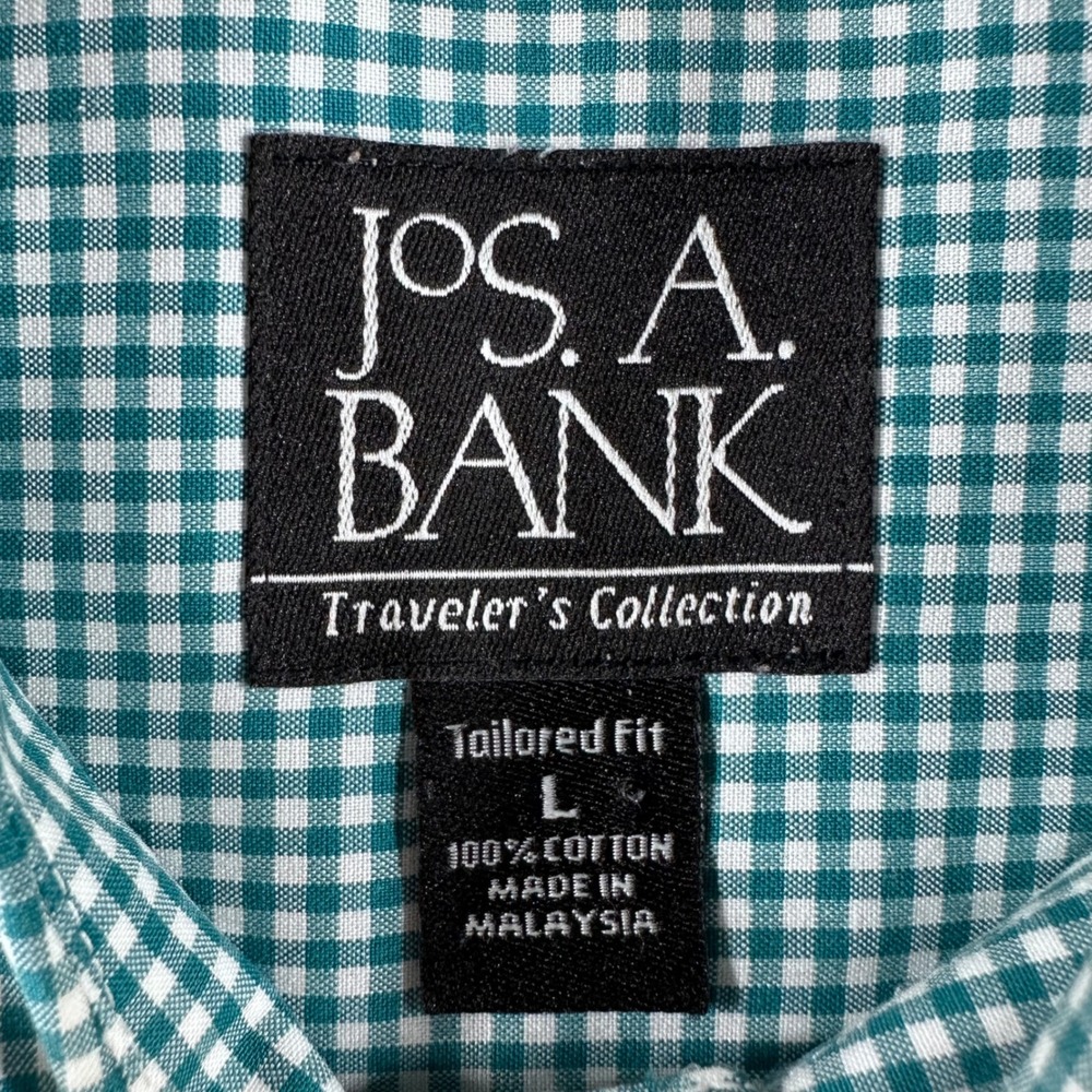 Jos. A. Bank Button Down Mens L Large Gingham Traveler's Tailored Fit Shirt - Picture 2 of 14